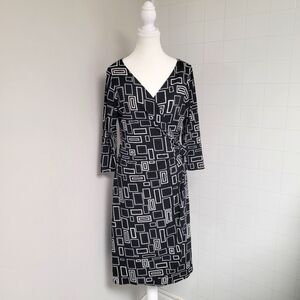 Geometric Patterned Wrap Dress